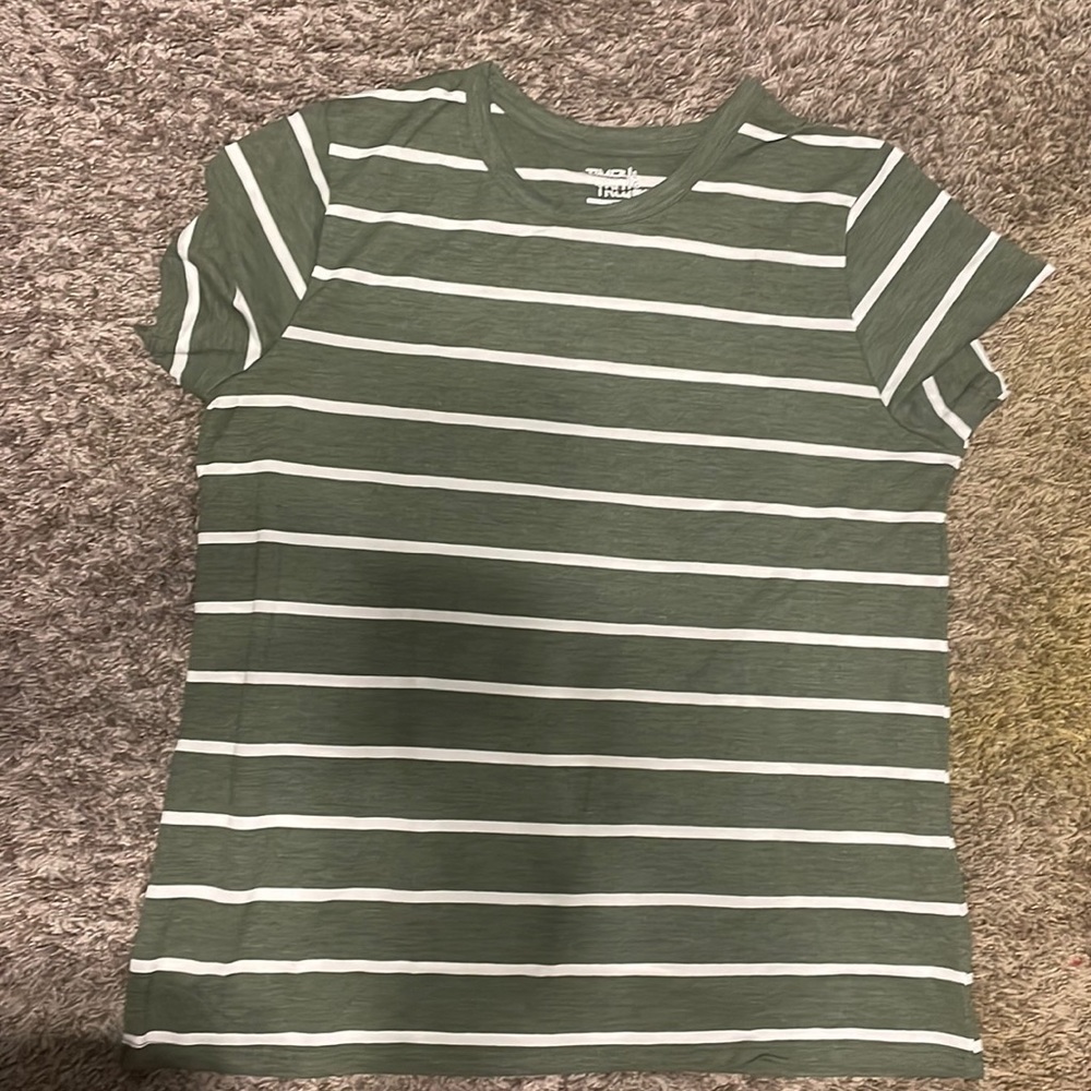 Green and white juniors tee. Buy two get one free